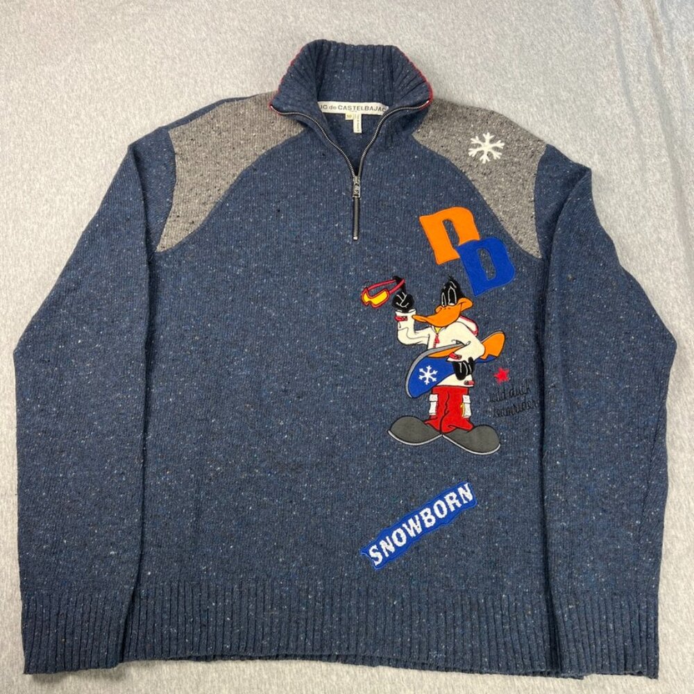 Vintage JC De Castelbajac Donald Duck Wool Cashmere Zip Sweater Men's Size 50 L